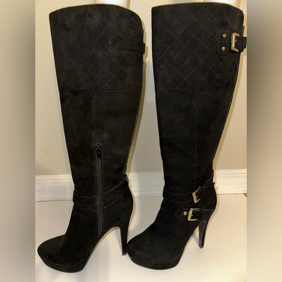Guess Black Quilted Over the Knee Boots - Picture 6 of 12